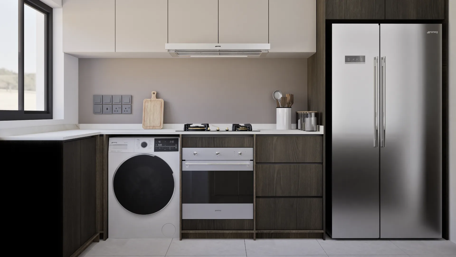 Fully-equipped kitchen with SMEG appliances
